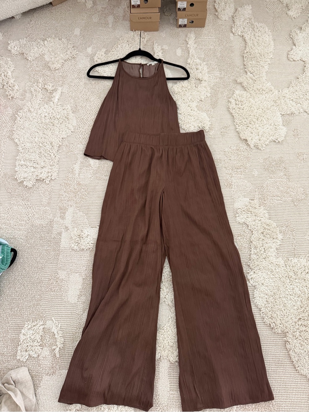 Women's Brown Wide-Leg Set
